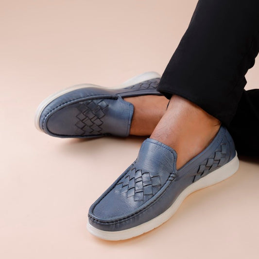 Turkiye-Made Designer Leather Shoes in Blue Color