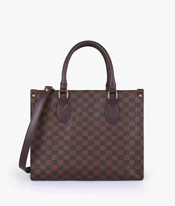 RTW Creation - Dark brown checkered everywear handbag