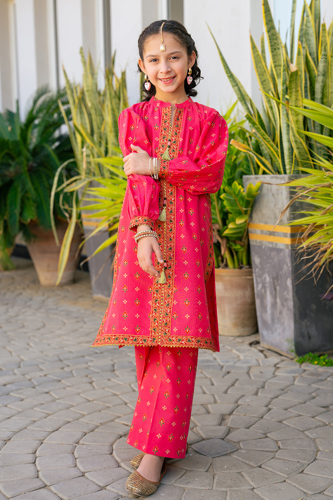 K-SFC-016, Screen gold PRINTED SHIRT AND PLAZZO