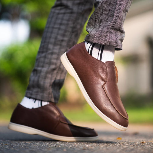 Men’s Turkiye-built Grainy Leather Half Boot Style in Dark Brown