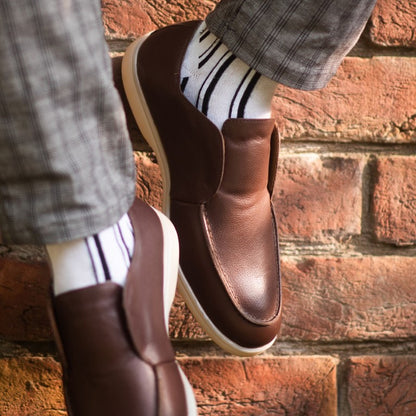 Men’s Turkiye-built Grainy Leather Half Boot Style in Dark Brown