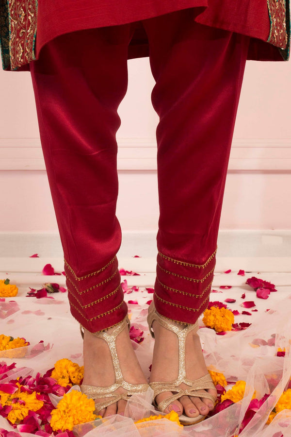Soughaat Separates By Zaaviay Stitched Maroon Raw Silk Shalwar