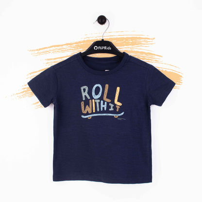 Baby Boy Navy Blue Roll With IT T-Shirt