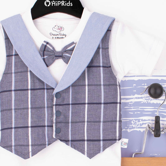 Baby Boy 2 Piece Set Formal Grey / Blue Checked