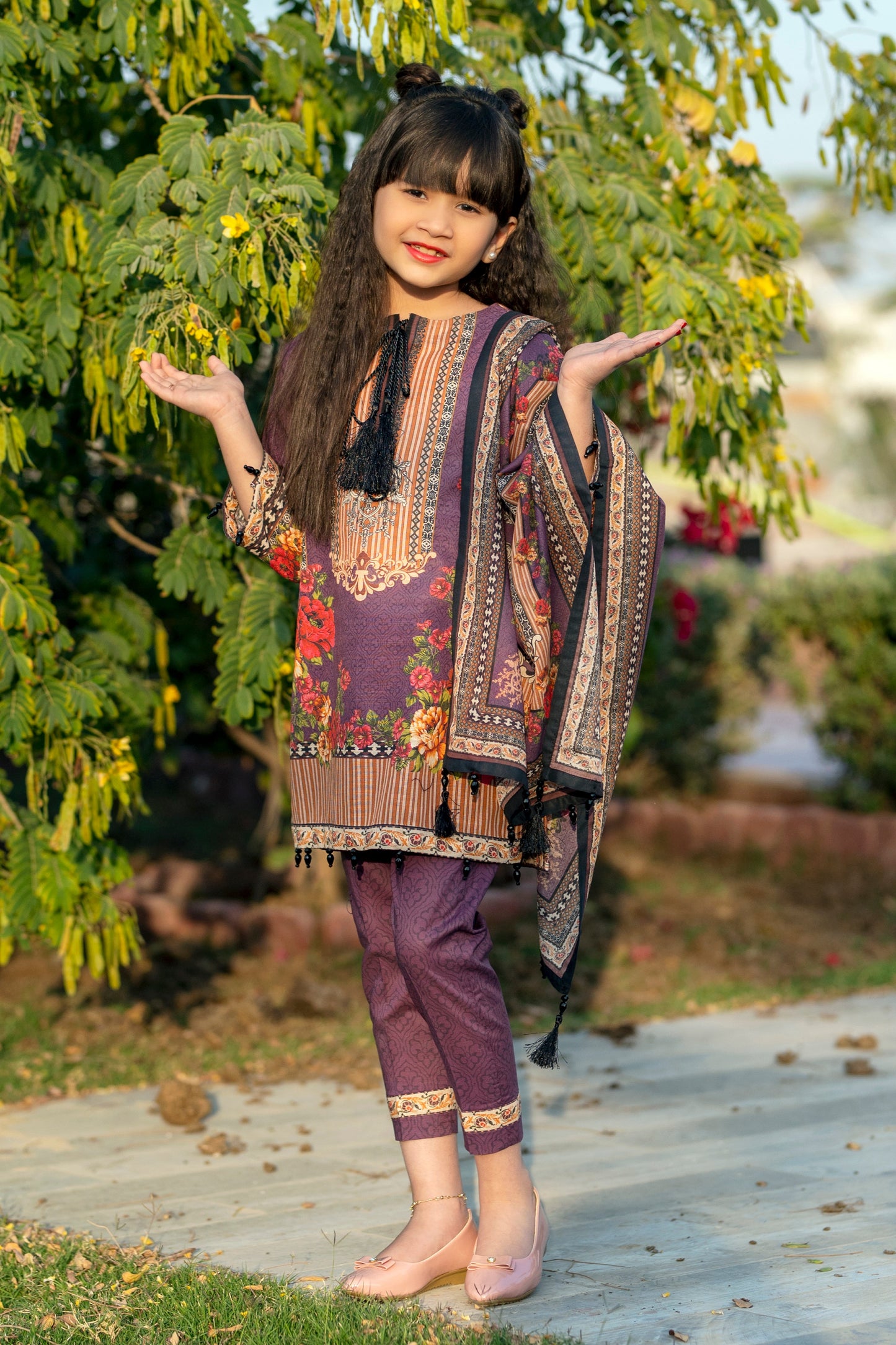 Girls Digital Printed Khaddar 3 Piece