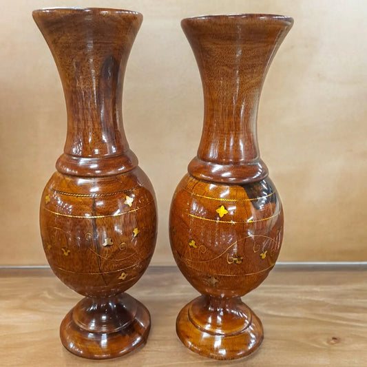 Unity Handicrafts Wooden Flower Vase