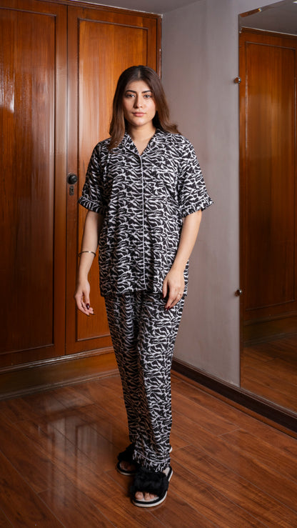 Zebra Half Sleeves PJ Set