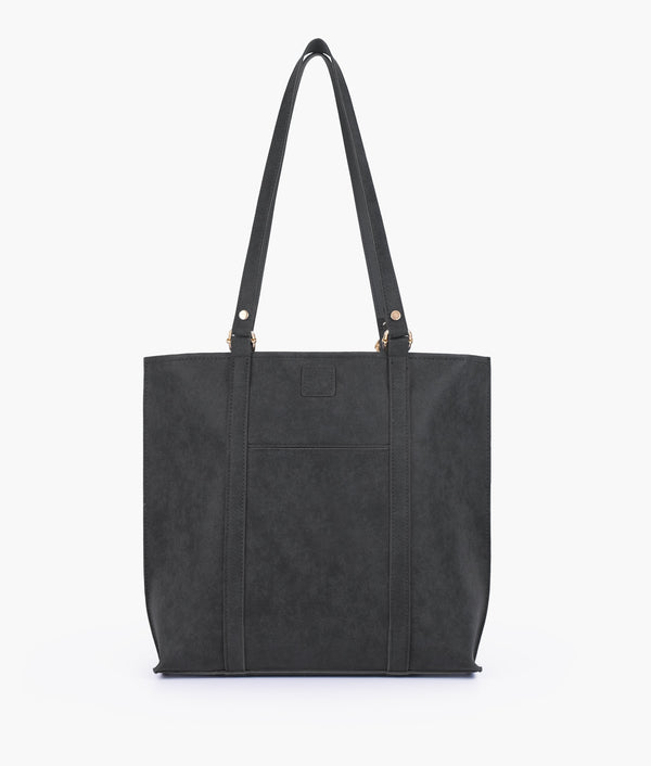 RTW Creation - Black mocha suede double-handle tote