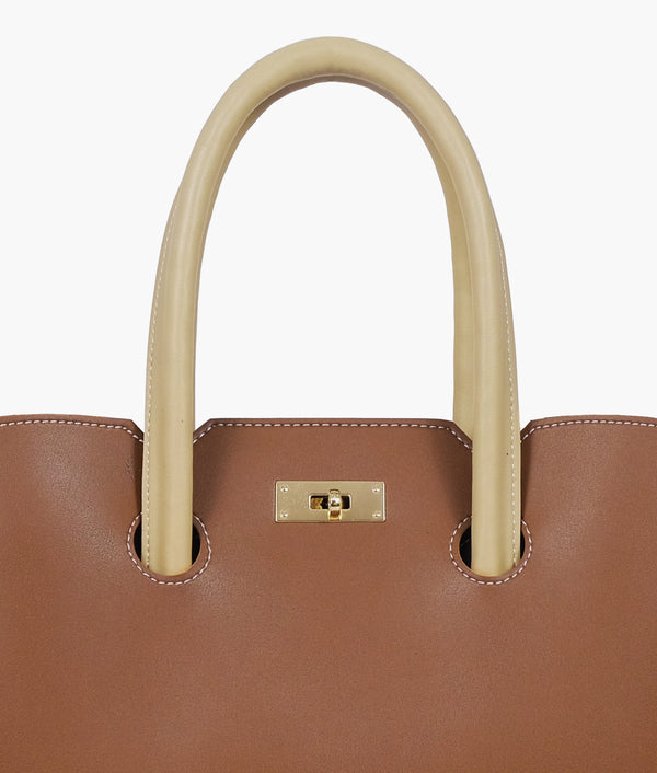 RTW Creation - Brown and black tote bag with multiple compartments