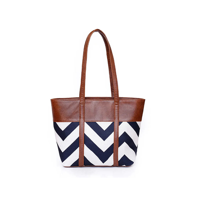 Fineur - ZigWave Shoulder Canvas Tote Bag - Brown