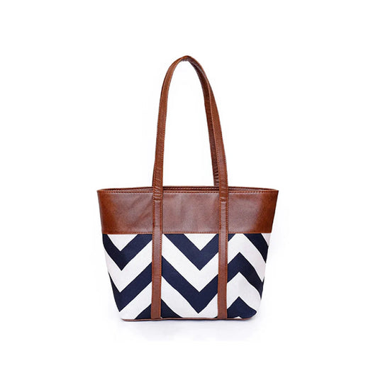 Fineur - ZigWave Shoulder Canvas Tote Bag - Brown