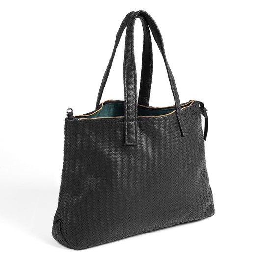 Handmade Woven Original Leather Bag With Zipper