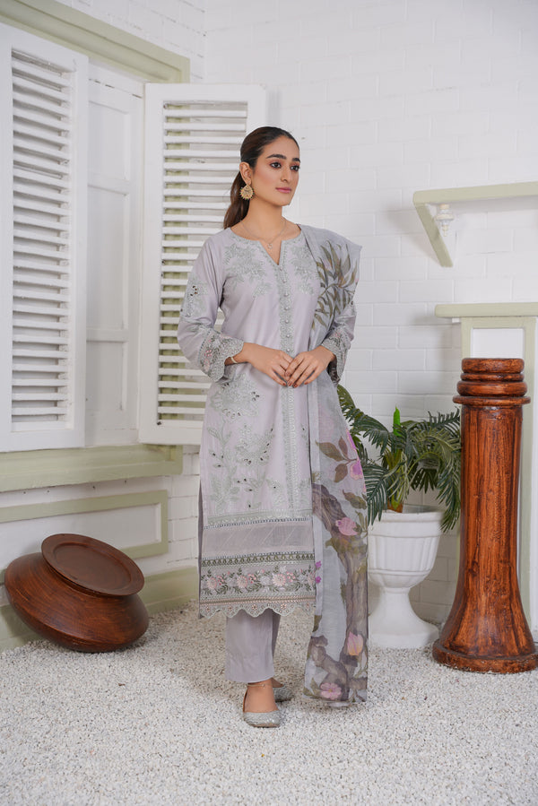 Threads & Weaves 3 PC PRET Embroidered Chikankari-05