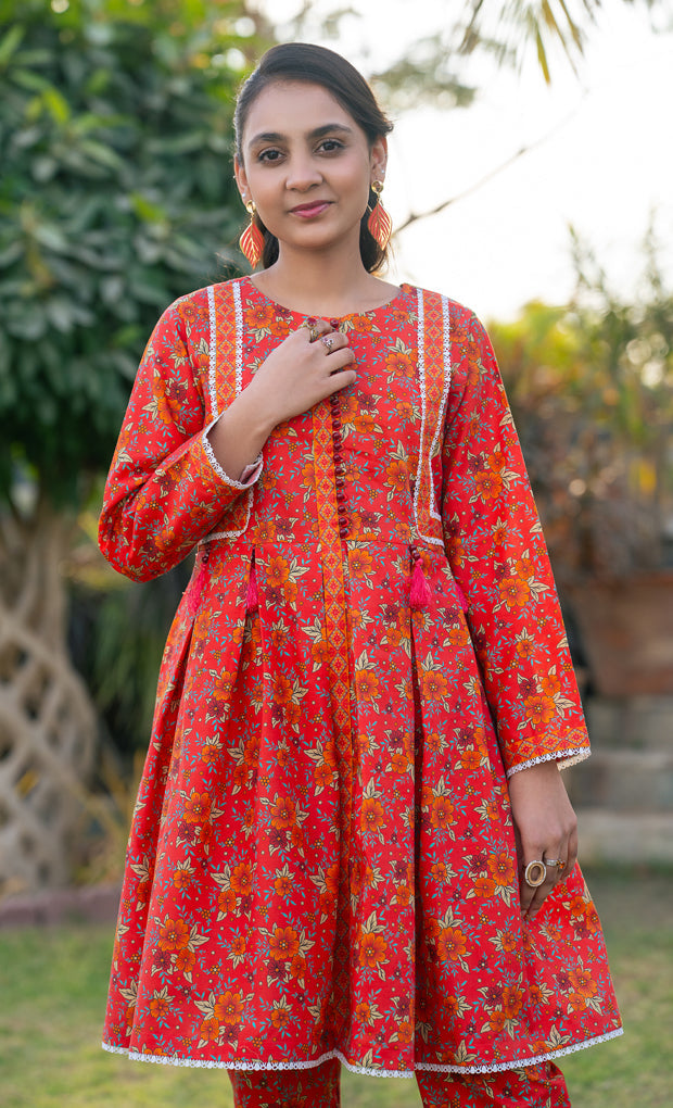 T-ALP-RTW-036, TABLE PRINT FROCK AND STRAIGHT TROUSER