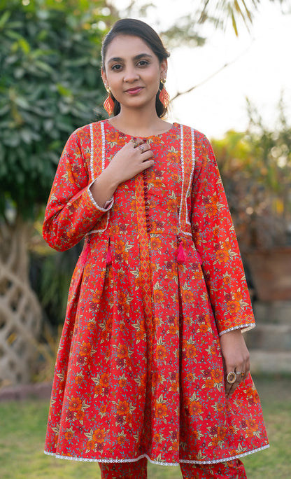 T-ALP-RTW-036, TABLE PRINT FROCK AND STRAIGHT TROUSER