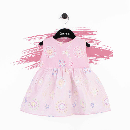 Baby Girl Light Pink Chicken Fancy Cotton Frock