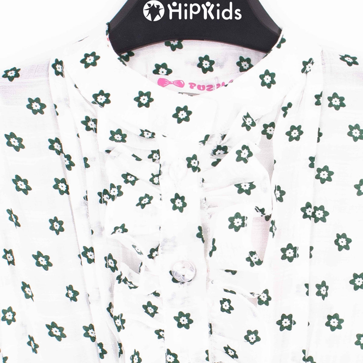 Baby Girl Green Flowers Print Jumpsuit