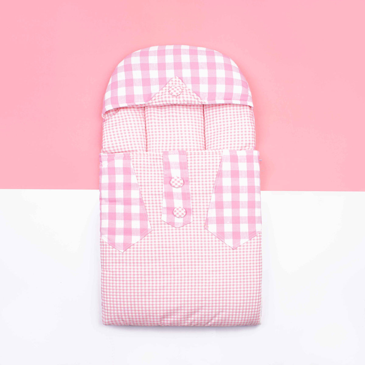 Baby Girl Carry nest Pink Checked Print