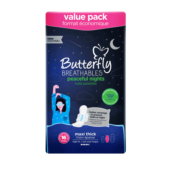 Butterfly Breathables Peaceful Nights Maxi Thick 16`s