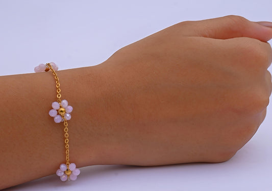Blooming Beads Bracelet Pink Gold