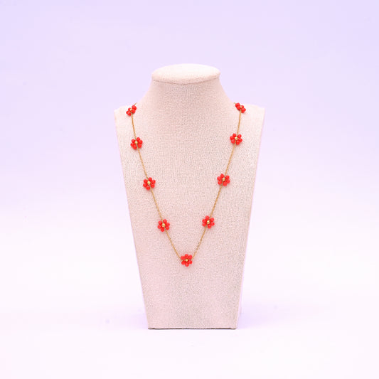 Blooming Beads Dark Necklace Baby Green Gold