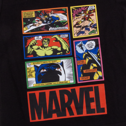 Boy Black Marvels Print T-Shirt