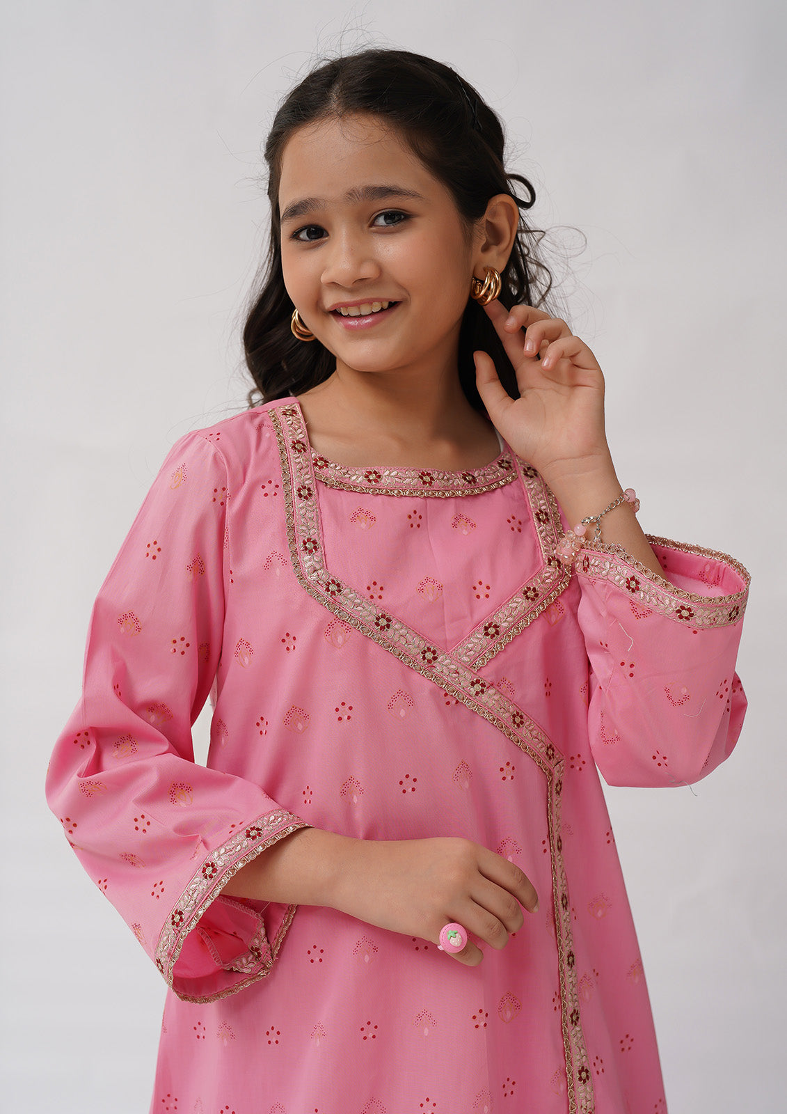 K-SFC-018, JAQUARD EMBROIDERED ANGRAKHA TROUSER, 2 pcs Suit