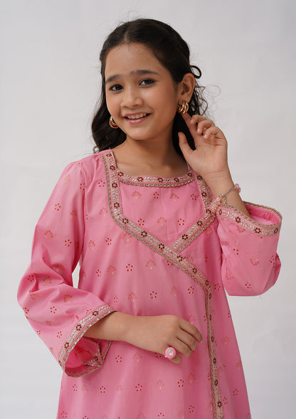 K-SFC-018, JAQUARD EMBROIDERED ANGRAKHA TROUSER, 2 pcs Suit