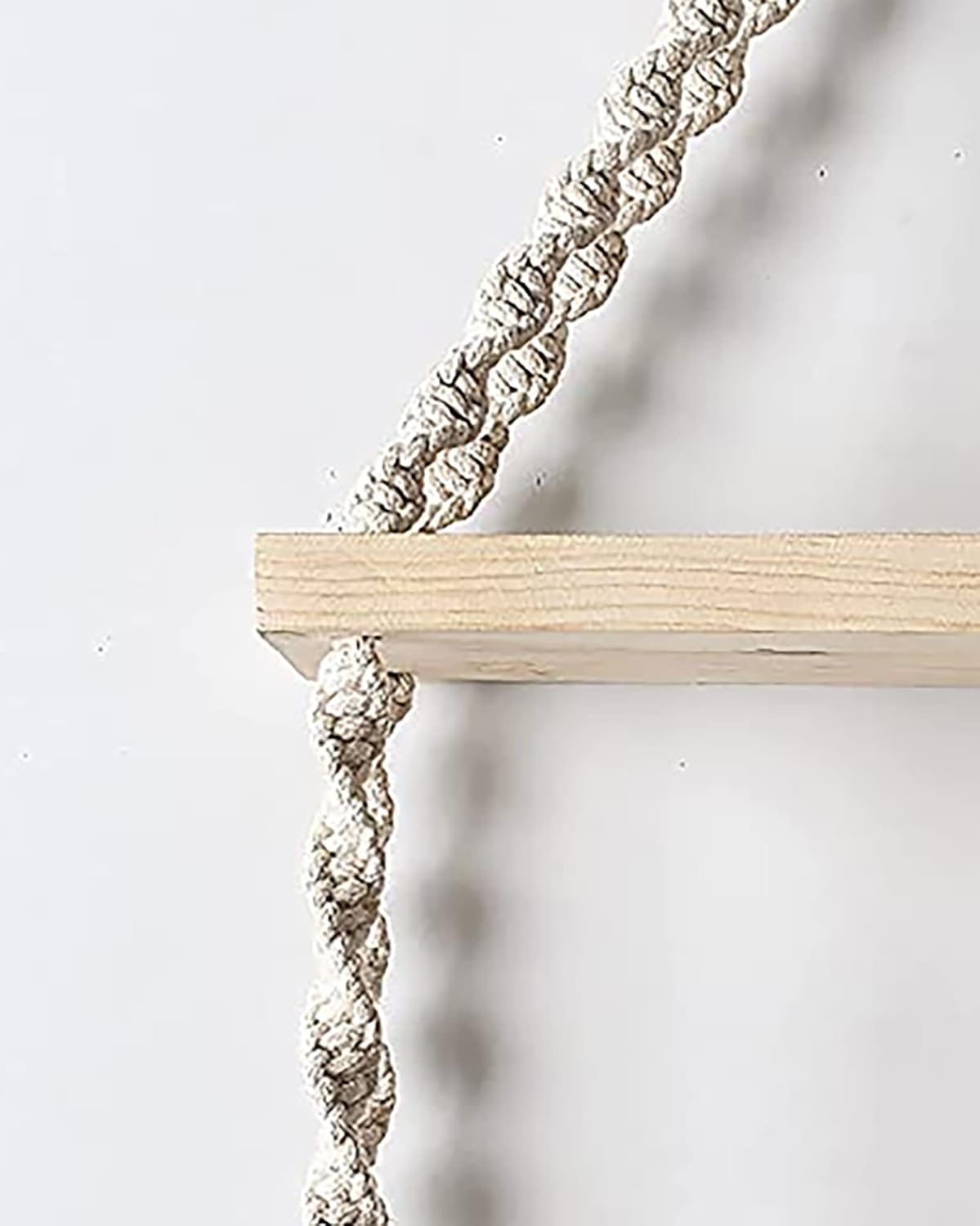 2-Tier Macrame Floating Wall Shelf Hanging Wooden Shelves