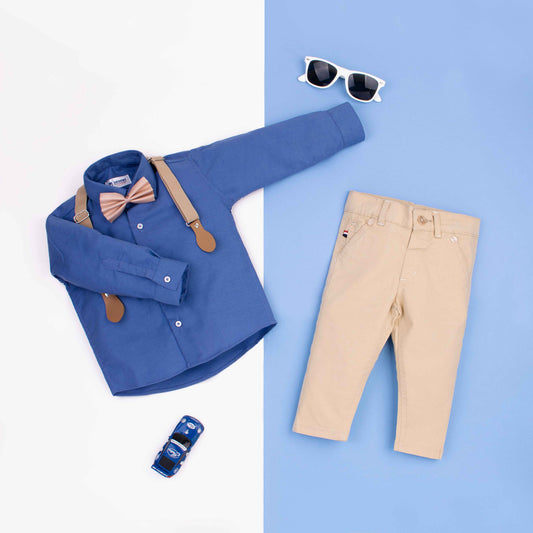 Baby Boy 4 Piece Set Blue / Skin Formal Set