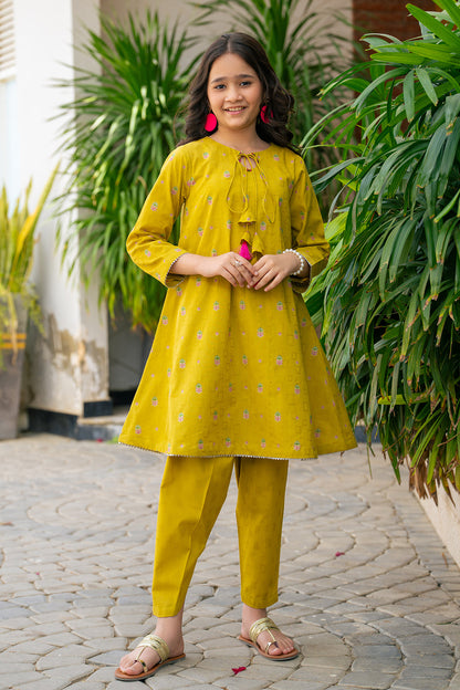 JK-PRT-002, TABLE PRINT ANGRAKHA FROCK AND STRAIGHT TROUSER