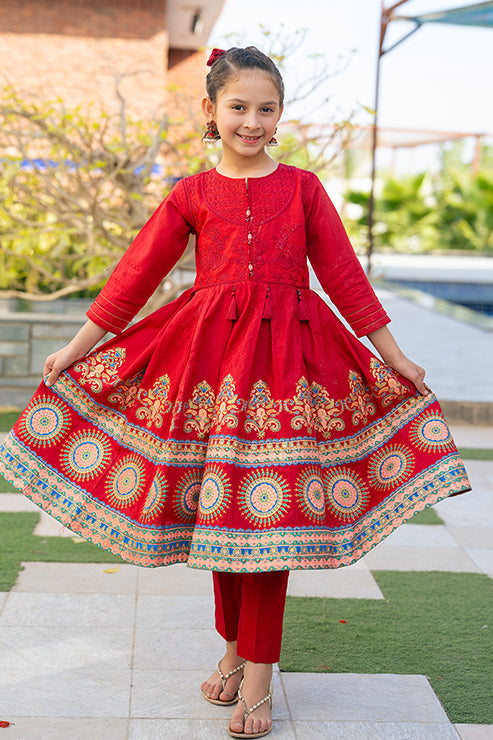 SFC-182, Embroidered Shirt And Table Print Pannles With The Pair Of Stright Trouser