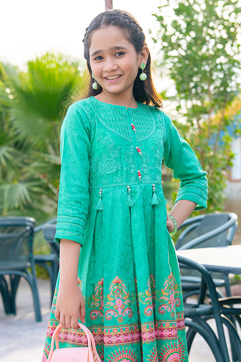 SFC-182-2  Embroidered Shirt And Table Print Pannles With The Pair Of Stright Trouser