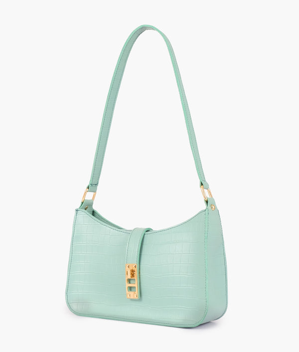 RTW Creation - Sea green crocodile baguette bag