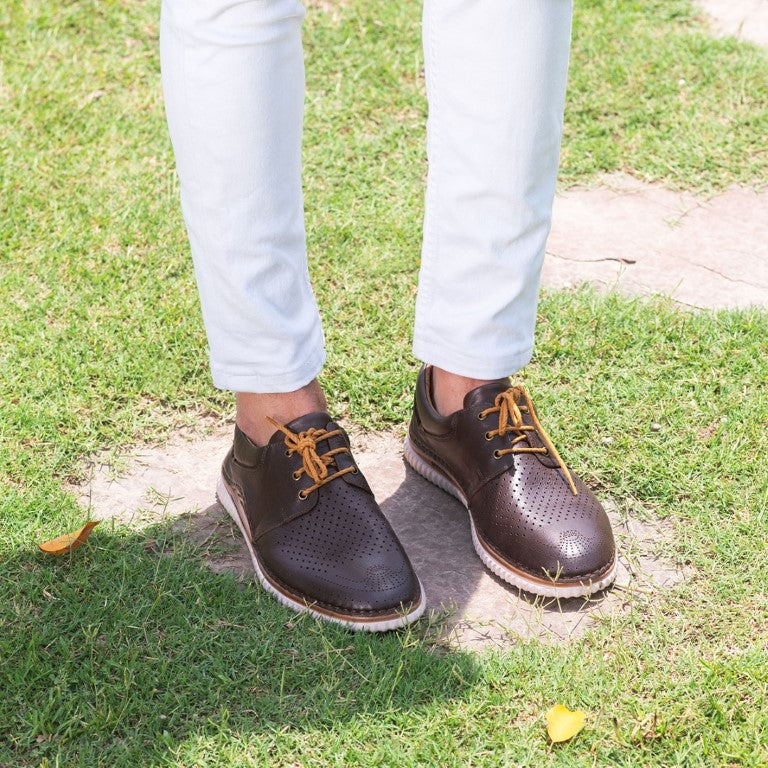 Turkish-made Real Leather Brogues in Dark Brown