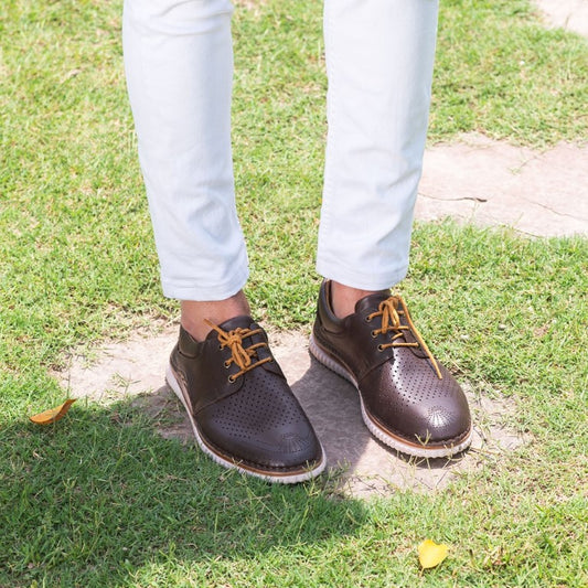 Turkish-made Real Leather Brogues in Dark Brown