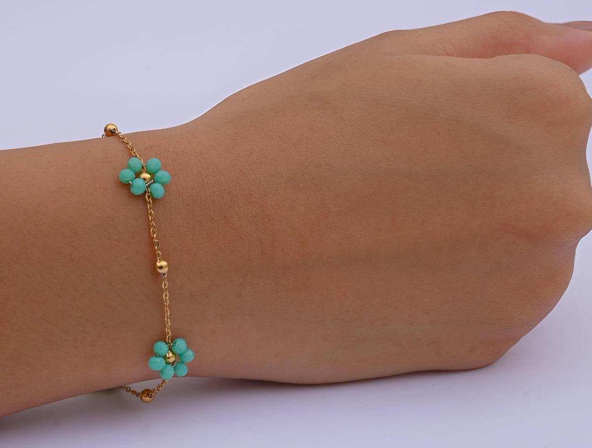 Blooming Beads Dark Bracelet Baby Green Gold