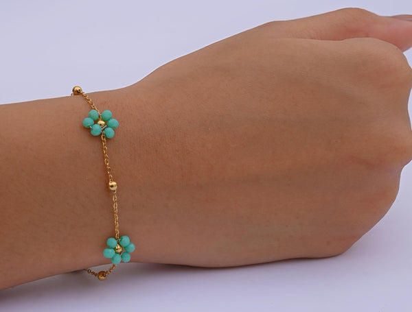 Blooming Beads Dark Bracelet Baby Green Gold