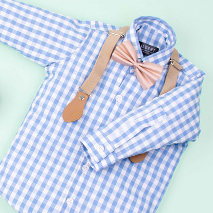 baby boy 4 Piece Formal Set Light Blue Checked