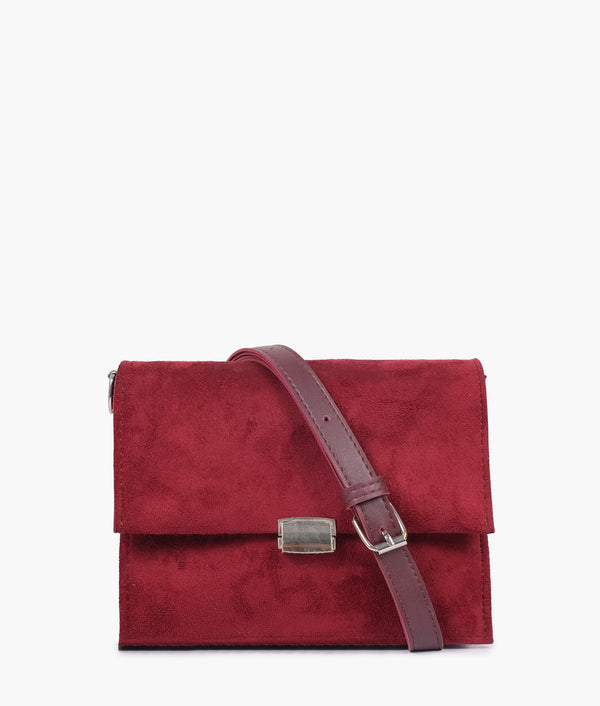 RTW Creation - Burgundy suede top-handle mini cross-body bag