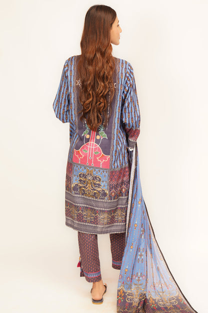 3Pcs Digital Printed Suit in Rock Blue SKU: UN-006