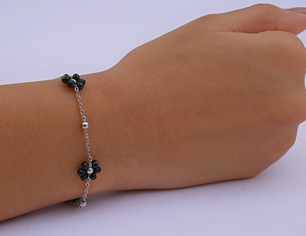 Blooming Beads Bracelet Black Silver