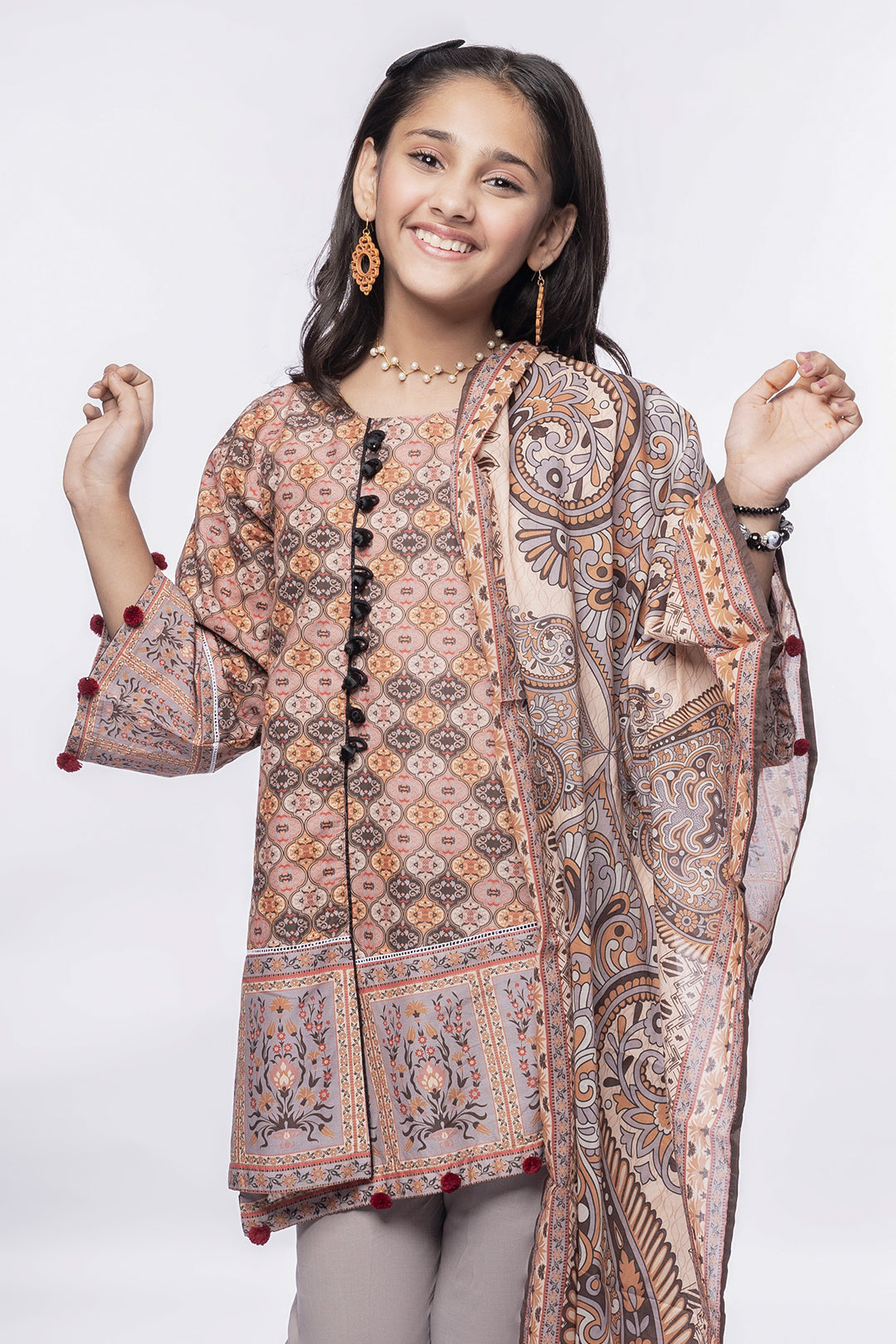 3PCS Digital Printed Lawn Shirt, Dupatta & Cotton Trouser SKU: SFRK-010