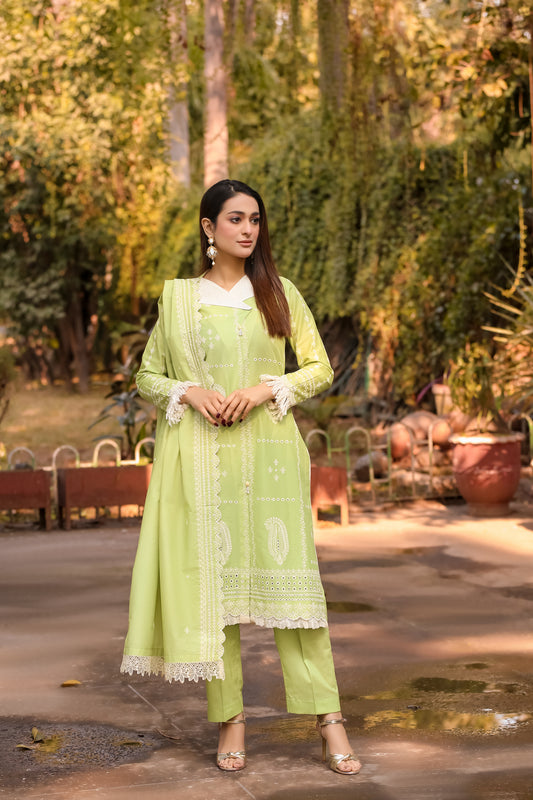 Saadia Ahmed ChikanKari Lime Green