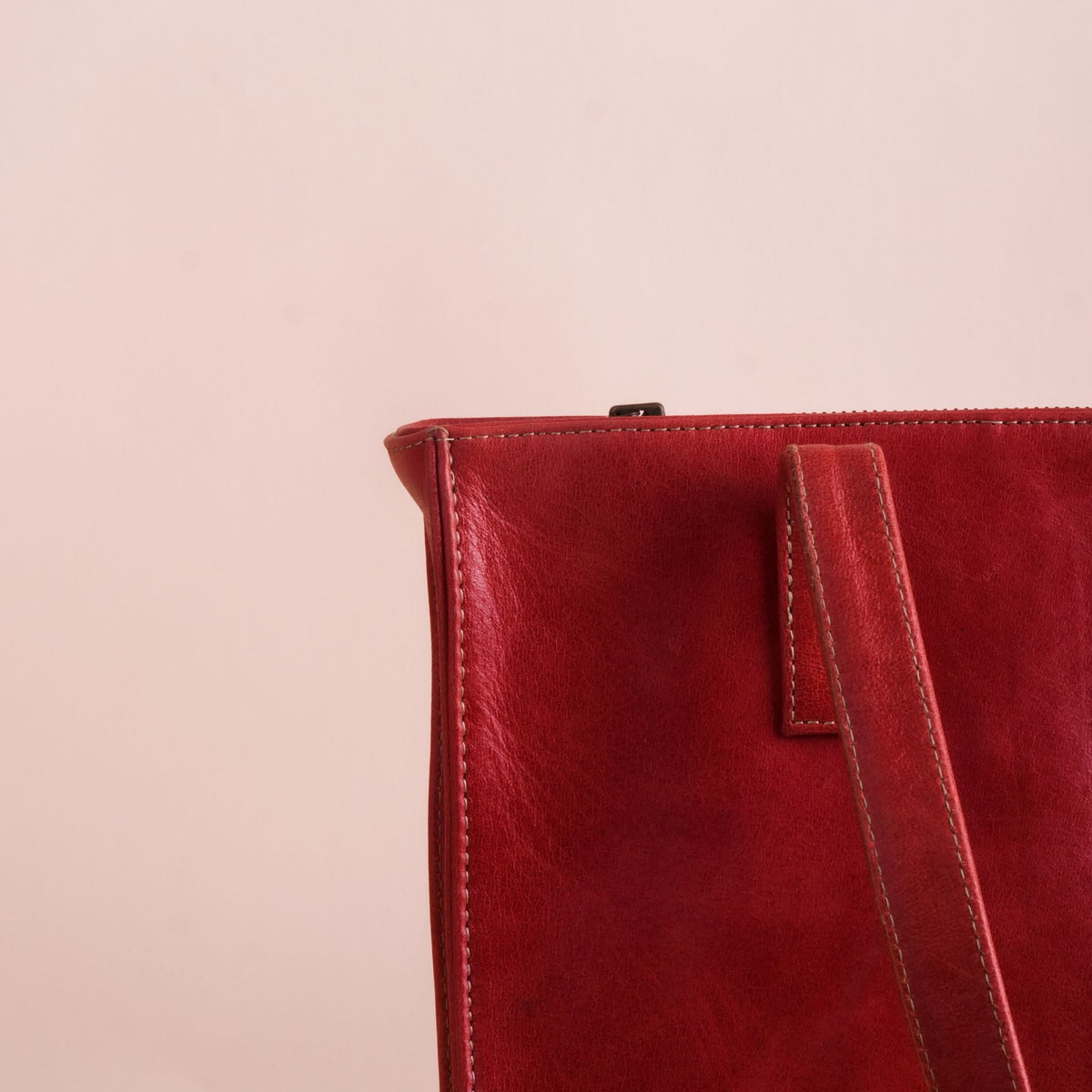 Everyday Women's Leather Zipper Tote Bag-Candy Red