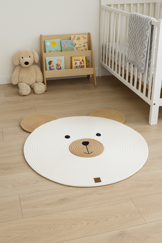 Adorable Cotton Rope Bear Rug  3 Feet Kids Room Play Mat for Nursery & Decor