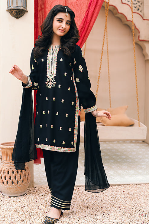 Black Embroidered 2 Piece Suit SKU : SFC-187