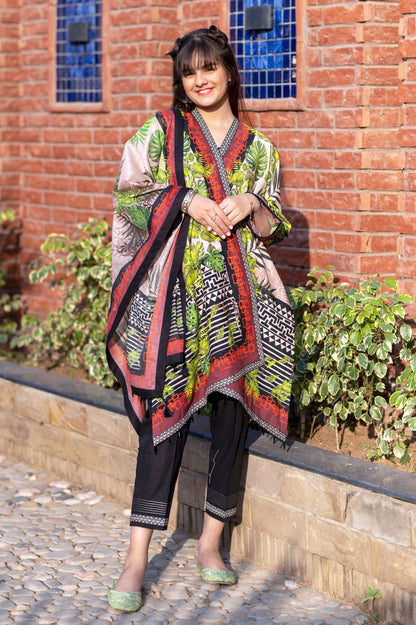Girls Digital Printed Khaddar 3 Piece SKU-KHW-0005