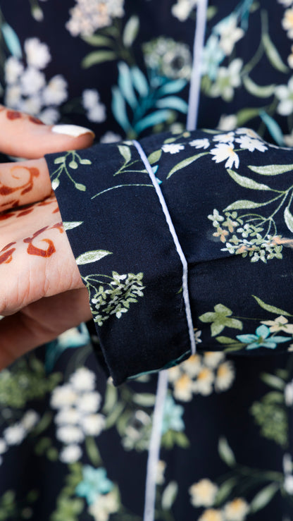 Dark Blue Flowers PJ Set