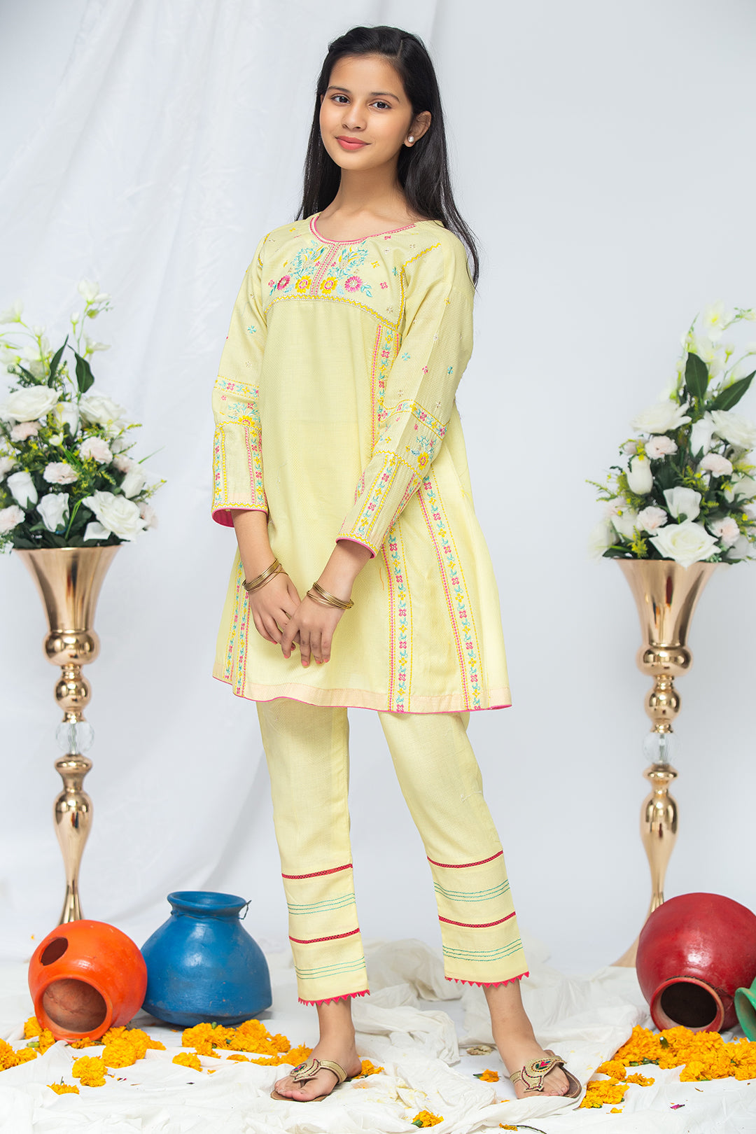 2PCS Jacquard Suit Shirt & Cotton Trouser SKU: EMB-047